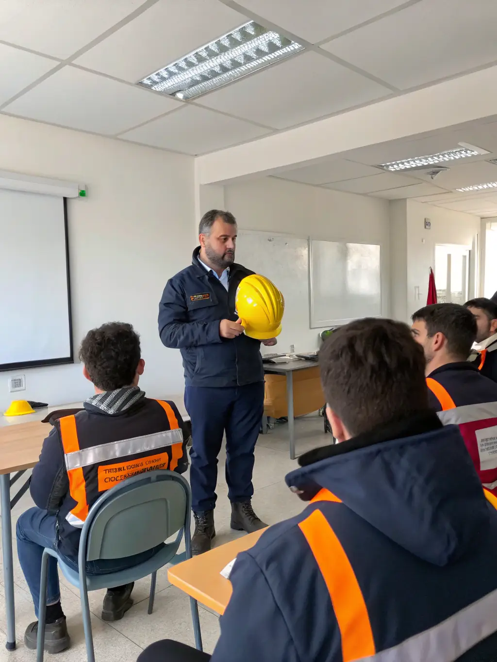 A photo of participants attending a safety workshop, demonstrating the use of safety equipment and learning emergency procedures, emphasizing the importance of safe rally practices.
